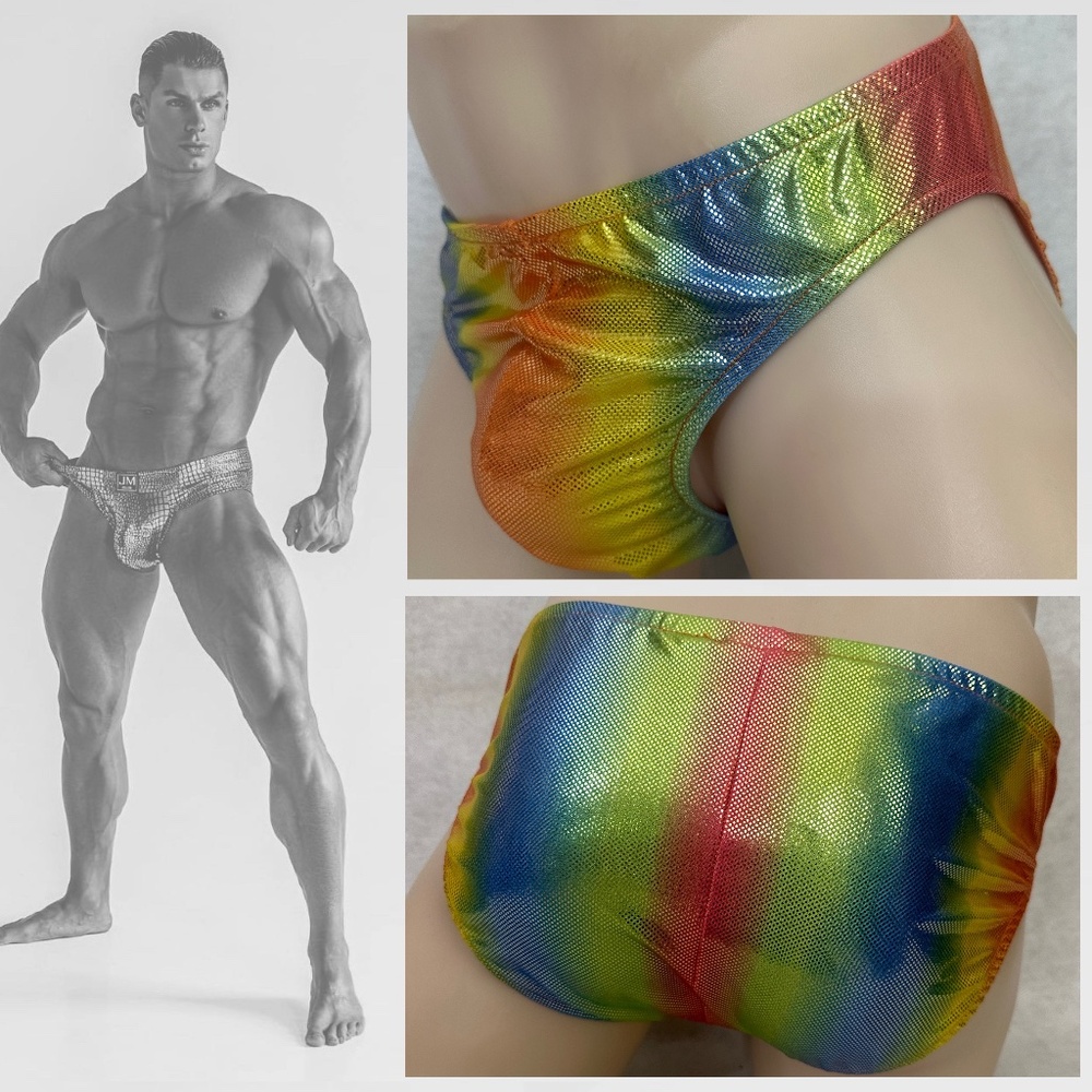 Adonis Rainbow Metallic Pouch Swim Briefs Medium / Large 30-38" waist